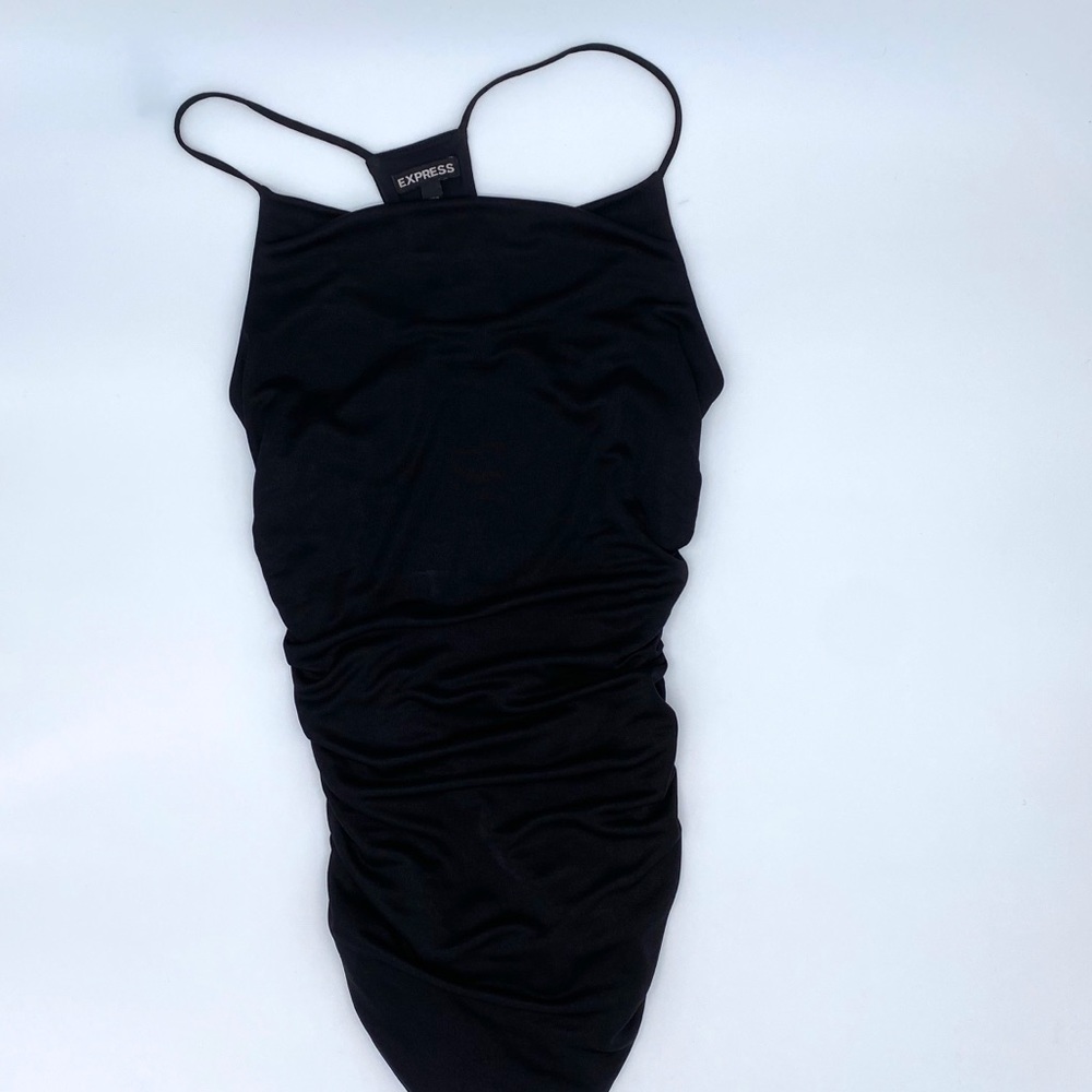 Express cocktail mini dress with pleated sides